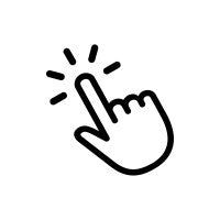 a line icon of a finger pointing at something